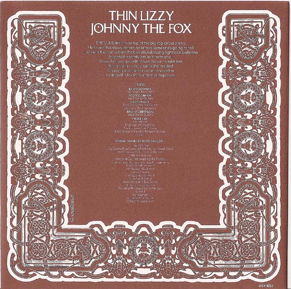 LP Inner Sleeve, Thin Lizzy - Johnny The Fox
